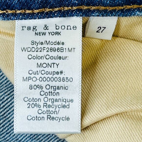 rag & bone Nina Size 27 High Rise Ankle Cigarette in Monty Button Fly Raw Hem - Picture 14 of 14